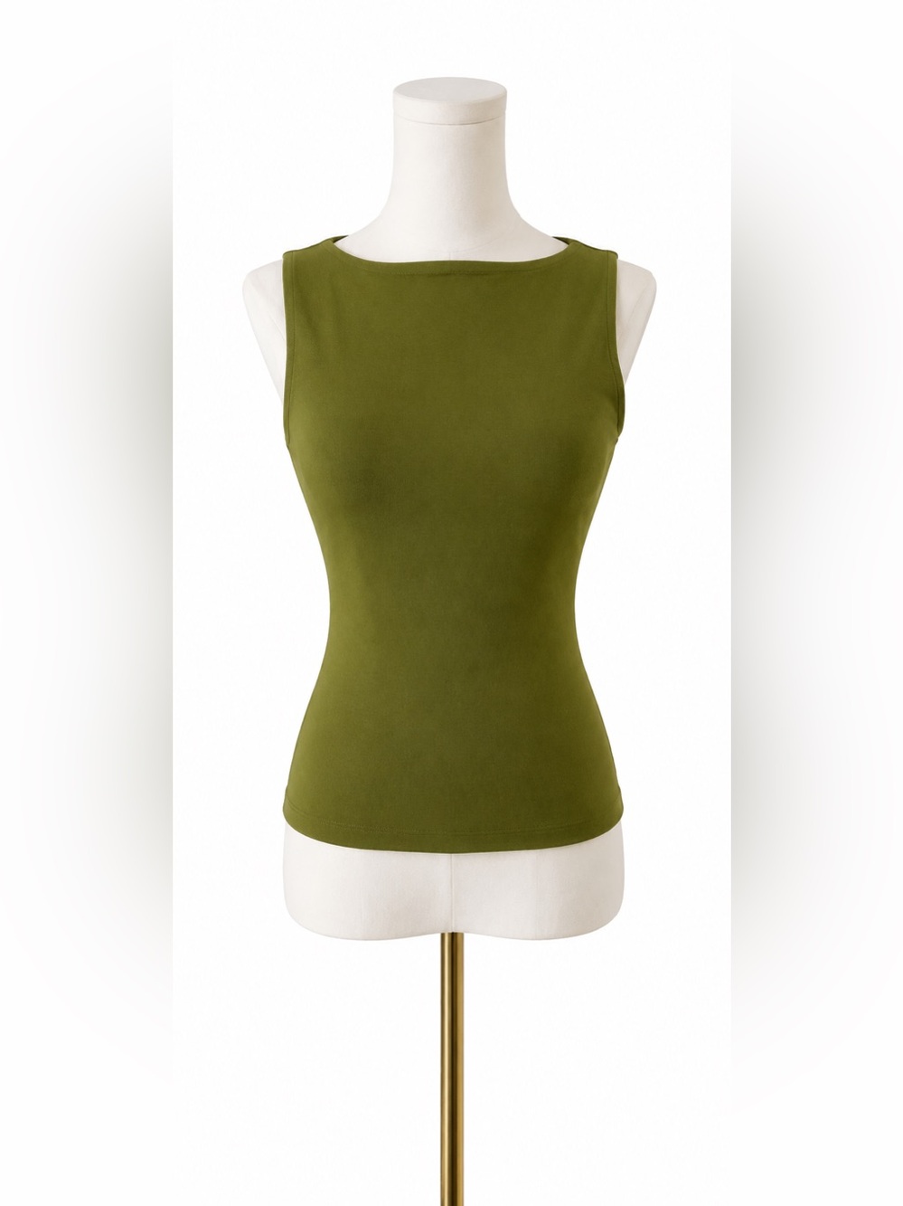 ASOS DESIGN compact cotton boatneck tank top in green size XS